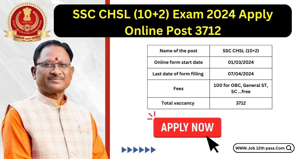 SSC CHSL (10+2) Exam 2024 Apply Online Post 3712