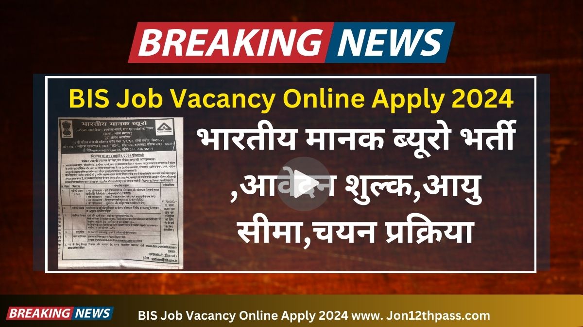 BIS Job Vacancy Online Apply 2024