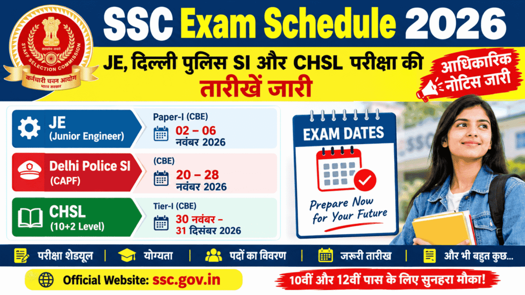 SSC Exam Schedule 2026